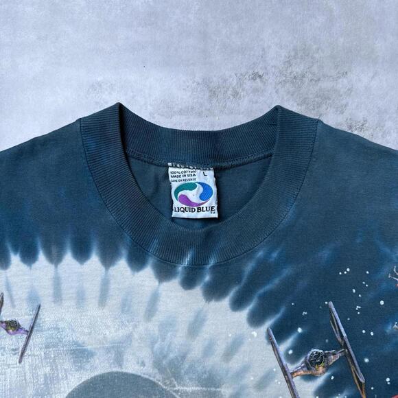 Vintage Star Wars Liquid Blue 1996 Millennium Falcon T shirt - Picture 3 of 8